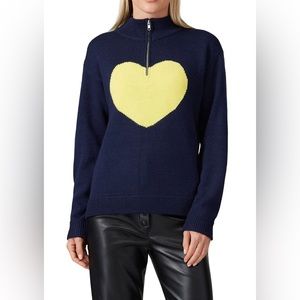 Victor Alfaro Collective Navy Blue Heart Graphic Sweater Size XS $235